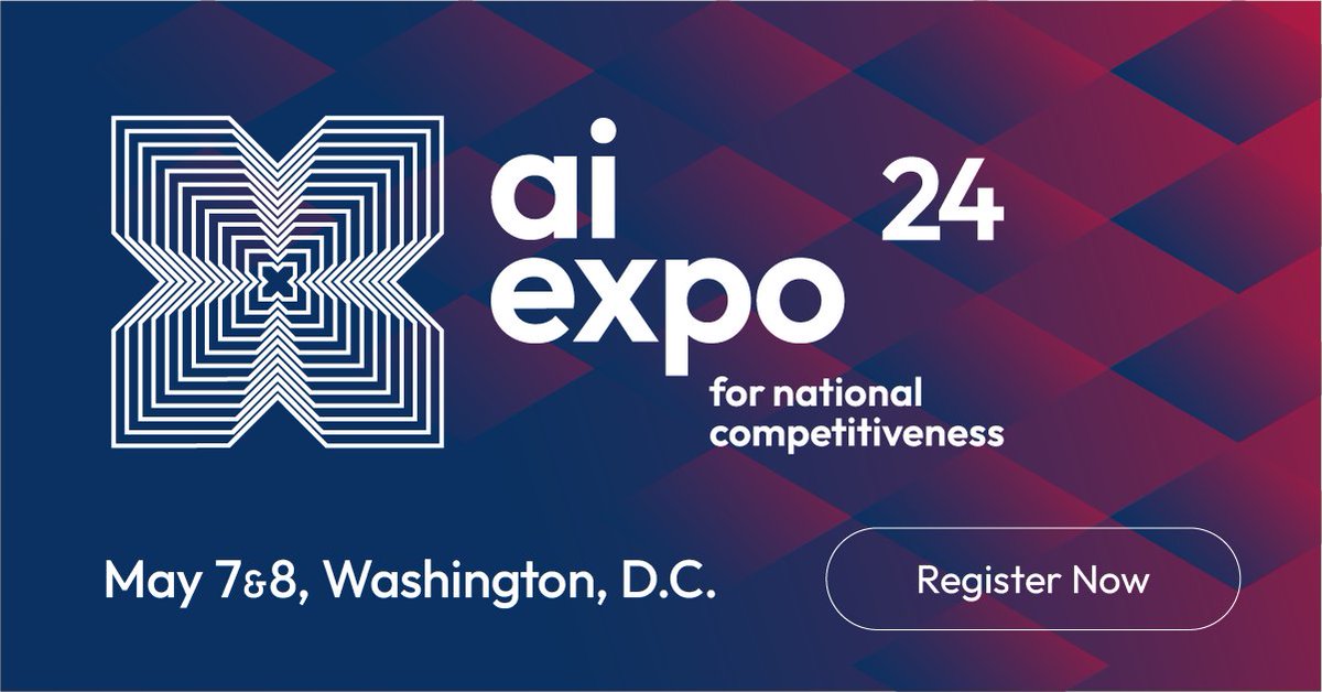 Save the date for the AI Expo for National Competitiveness on May 7-8 in Washington, D.C.! Join leaders in AI who are advancing the U.S.' presence in this critical emerging technology. The expo is free to attend! Register now: bit.ly/3U1l1wU