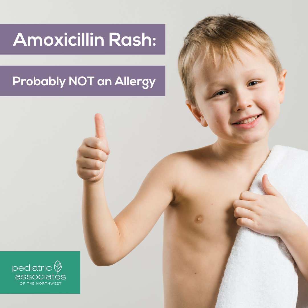 PedsAssocNW's tweet photo. As many as 10% of all children who take #amoxicillin for a bacterial ear or throat infection develop a #rash their first time, and it never returns on future rounds of #antibiotics. https://t.co/K9e6LjQvkr