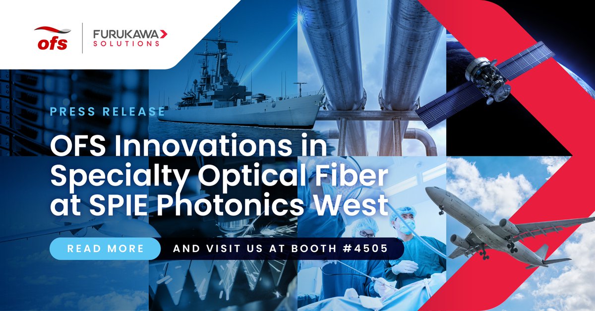 We are thrilled to announce that we will showcase our latest innovations in specialty optical fiber at <a href="/PhotonicsWest/">SPIE Photonics West</a> 2024. Read the Press Release: ofsoptics.com/ofs-innovation…
Please visit our #PhotonicsWest booth 4505 — don't miss this chance to connect with us and discover!
