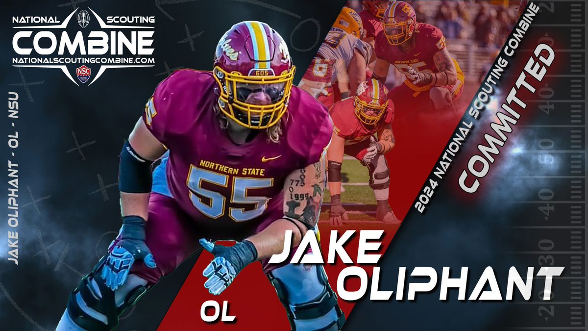 NSCombine's tweet photo. Jake Oliphant, 6-5, 300lbs Offensive Lineman from @NSUWolves_FB will be coming to Indy to put his talents on display for the pro scouts at the 2024 National Scouting Combine! Looking forward to see @JakeOliphant2 block all attempts to get past him! https://t.co/bmHtTXszQC