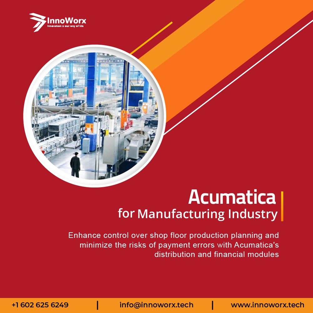 Let Acumatica streamline your shop floor management, production planning, and mitigate risks and errors through user-friendly distribution and financial modules.

#ERP #Software #Manufacturing #CloudERP #Acumatica #Finance #Distribution #Construction #ERPSystem