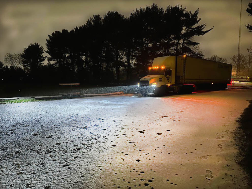 The cold doesn't stop us in Trenton, New Jersey #ctpride #truckdriver #snowfall Thanks Joshua L. for the picture!