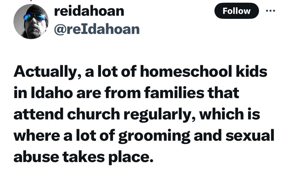 Home school family? If you are, you are a child rapist according to Idaho Dems. #idpol #idleg #idedu #homeschool