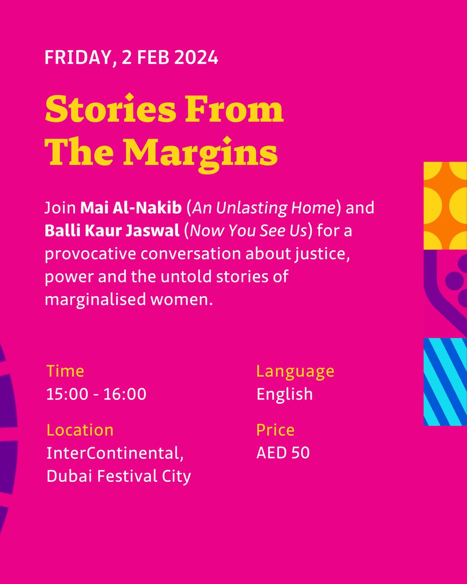 Join @maialnakib (An Unlasting Home) and @balli_jaswal (Now You See Us) for a provocative conversation about justice, power and the untold stories of marginalised women. To book your tickets, visit litfesttickets.emirateslitfest.com/addtocart/stor…