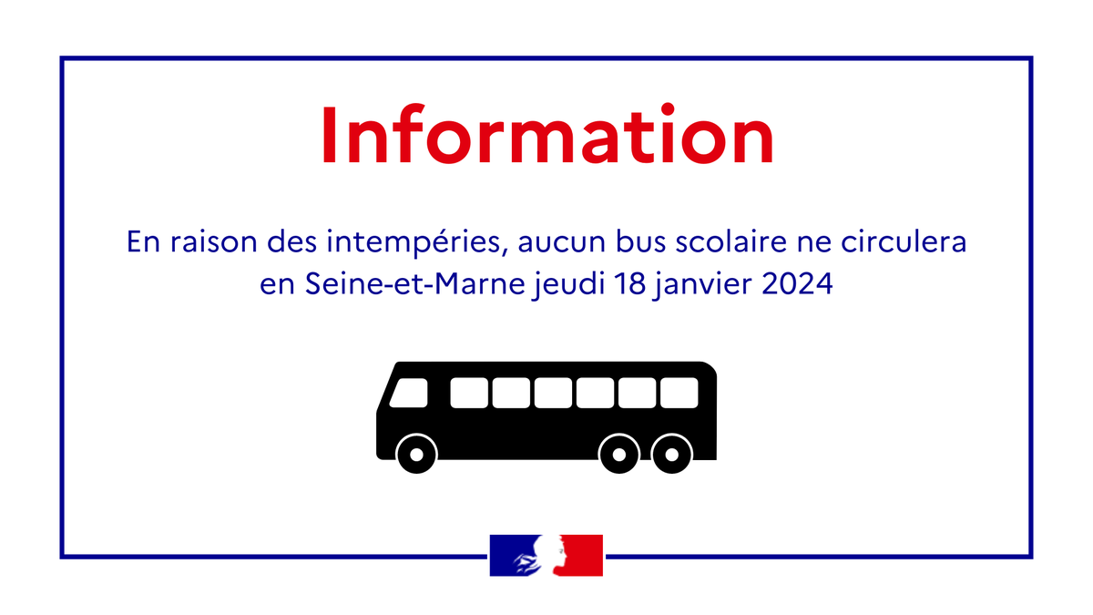 Prefet77's tweet photo. 🟠 En raison des conditions météorologiques, la #SeineEtMarne est placée en vigilance orange #NeigeVerglas . Aucun bus scolaire ne circulera dans la journée de demain, jeudi 18 janvier 2024 ⚠️
➕ d'infos https://t.co/X2oNTtasw6 https://t.co/TPt39nhr9k