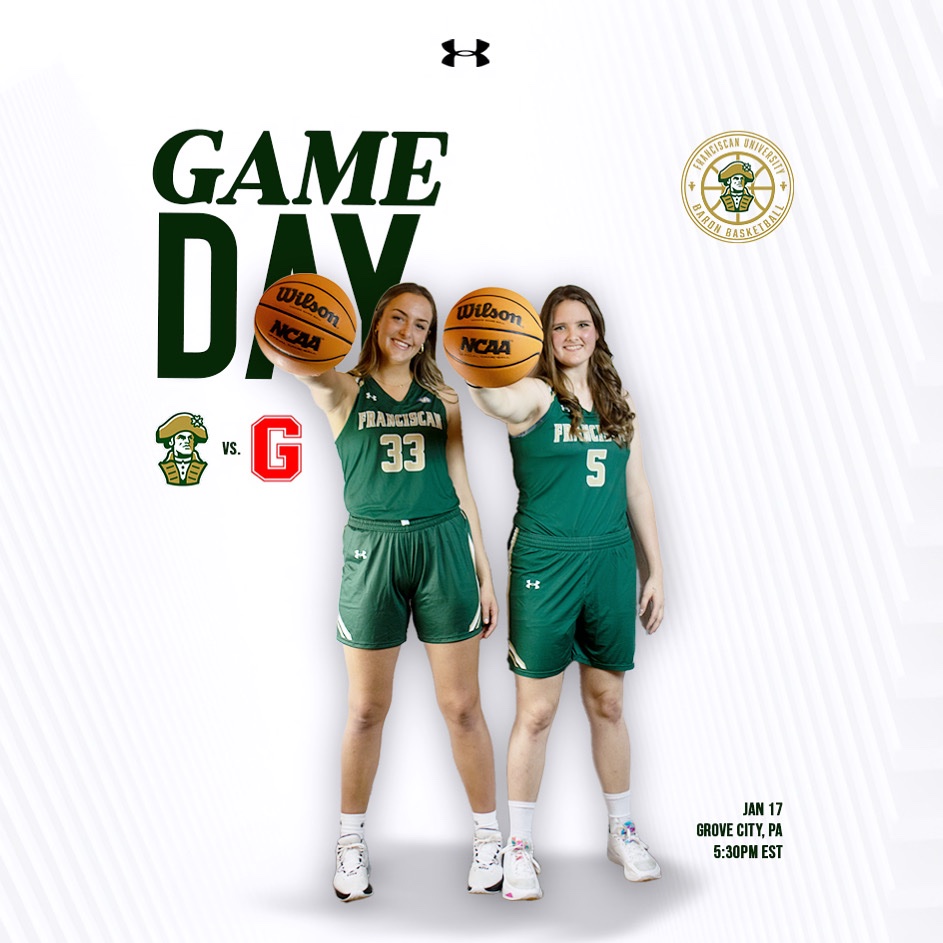 FranciscanWBB's tweet photo. Gameday vs. Grove City Wolverines

📍Grove City, PA
📺Streaming live on https://t.co/0PVSPZ5Xlf
⏰5:30PM EST Tipoff 

#franciscanwbb #firemeupbarons #d3hoops @FranAthletics https://t.co/upU29Ca1I8