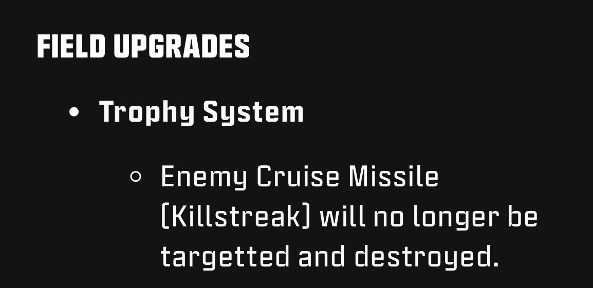 GGBreakingPoint's tweet image. Trophy systems will no longer destroy Cruise Missiles.