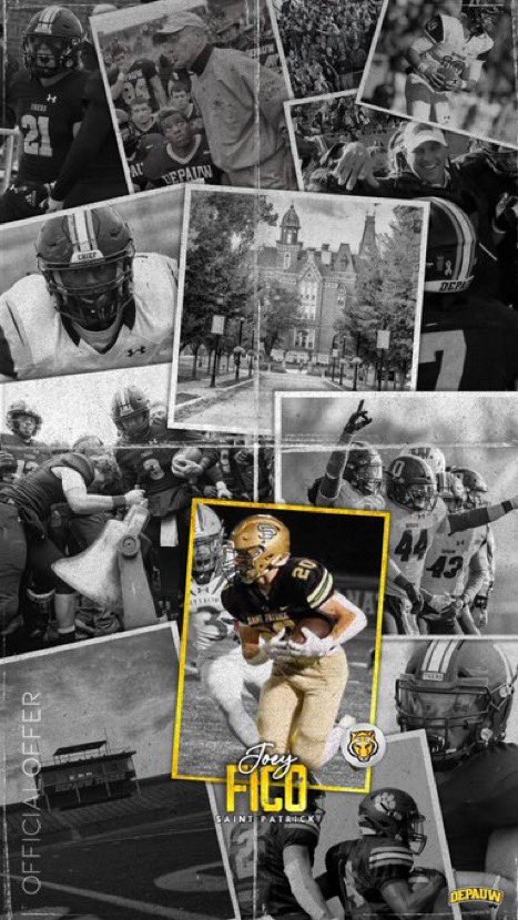 Joey Fico (@joeyfico_) on Twitter photo After visiting campus, thanks to <a href="/RoryMannering/">Rory Mannering</a>, I’m proud to say I have received an offer to continue my academic and athletic career at <a href="/DePauwU/">DePauw University</a>. Thank you <a href="/MasonEspinosa1/">Mason Espinosa</a> for the hospitality. <a href="/LukeMertens/">Luke Mertens</a> <a href="/CoachGalante/">Dan Galante</a> <a href="/CoachKibs/">Coach Kibs</a> <a href="/StPatrickFB/">Saint Patrick Football</a> <a href="/DePauwTigersFB/">DePauw Football</a> After visiting campus, thanks to <a href="/RoryMannering/">Rory Mannering</a>, I’m proud to say I have received an offer to continue my academic and athletic career at <a href="/DePauwU/">DePauw University</a>. Thank you <a href="/MasonEspinosa1/">Mason Espinosa</a> for the hospitality. <a href="/LukeMertens/">Luke Mertens</a> <a href="/CoachGalante/">Dan Galante</a> <a href="/CoachKibs/">Coach Kibs</a> <a href="/StPatrickFB/">Saint Patrick Football</a> <a href="/DePauwTigersFB/">DePauw Football</a>
