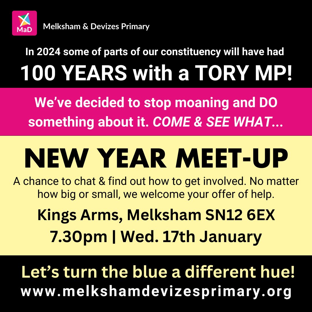 @WCountryVoices @GetTheToryOut @MVTFWD @EWiltsPrimary @SDevonPrimary Thanks for flagging our inititative. We're excited to have our first volunteer meet-up of 2024 tonight in Melksham. Looking forward to more people in 'safe' seats taking up the challenge to #GTTO & set up a #PoliticalPrimary 

#GeneralElectionNow #TacticalVoting