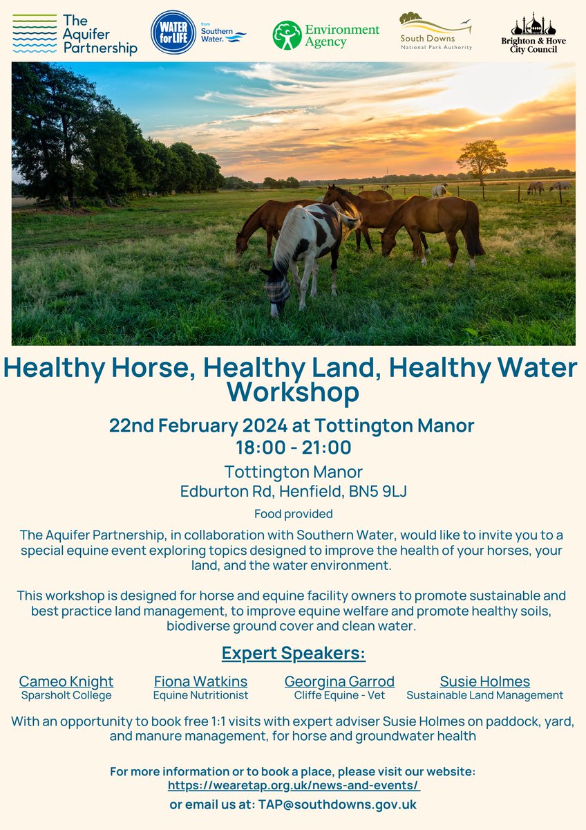 FREE equine event for horse owners & managers of equine facilities - 22nd Feb. Best practice land & yard management, horse health. Attendees will have chance to book free 1:1 visits with expert Susie Holmes to discuss yard, paddock & manure management wearetap.org.uk/healthy-horse-…