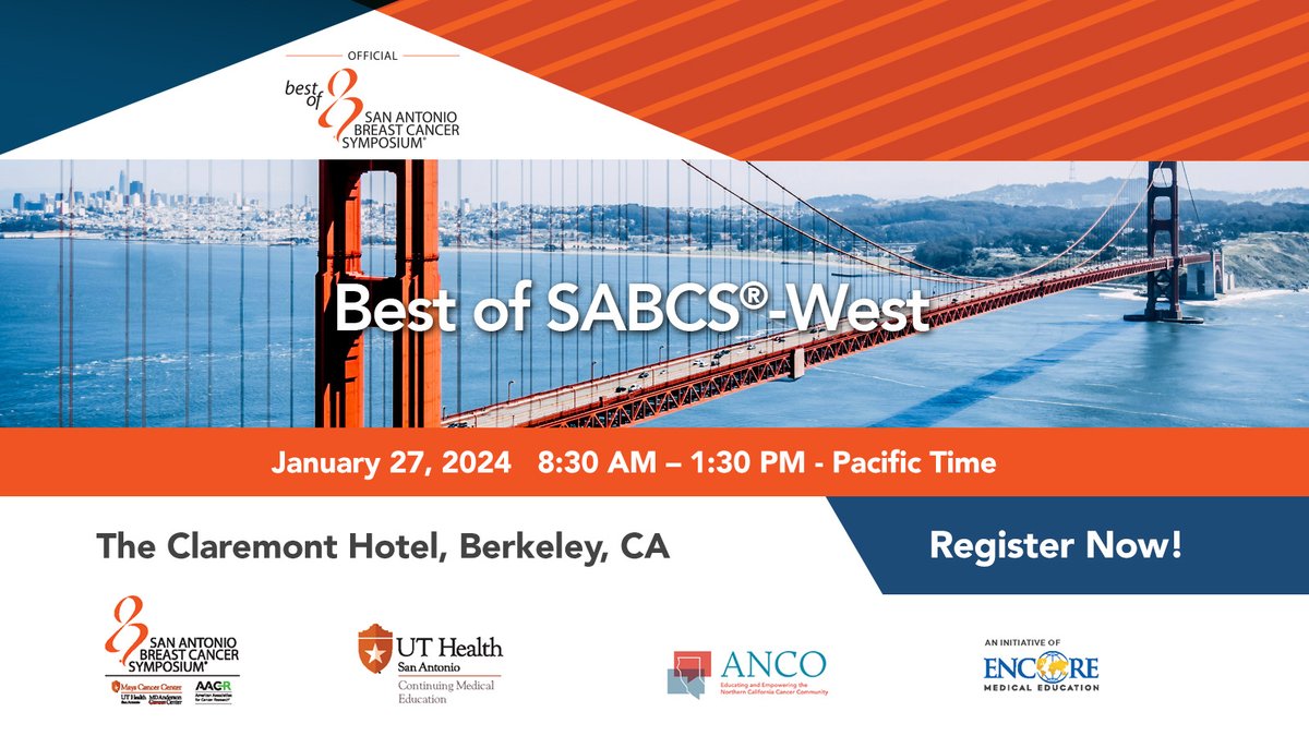 We are 10 days away from Best of SABCS-West with @hoperugo! Will you be joining us at the Claremont Hotel Berkeley? A special discounted registration rate of $35 is offered to ANCO members. Register now: bit.ly/3HnBUdz #ANCO #BestofSABCSWest2024