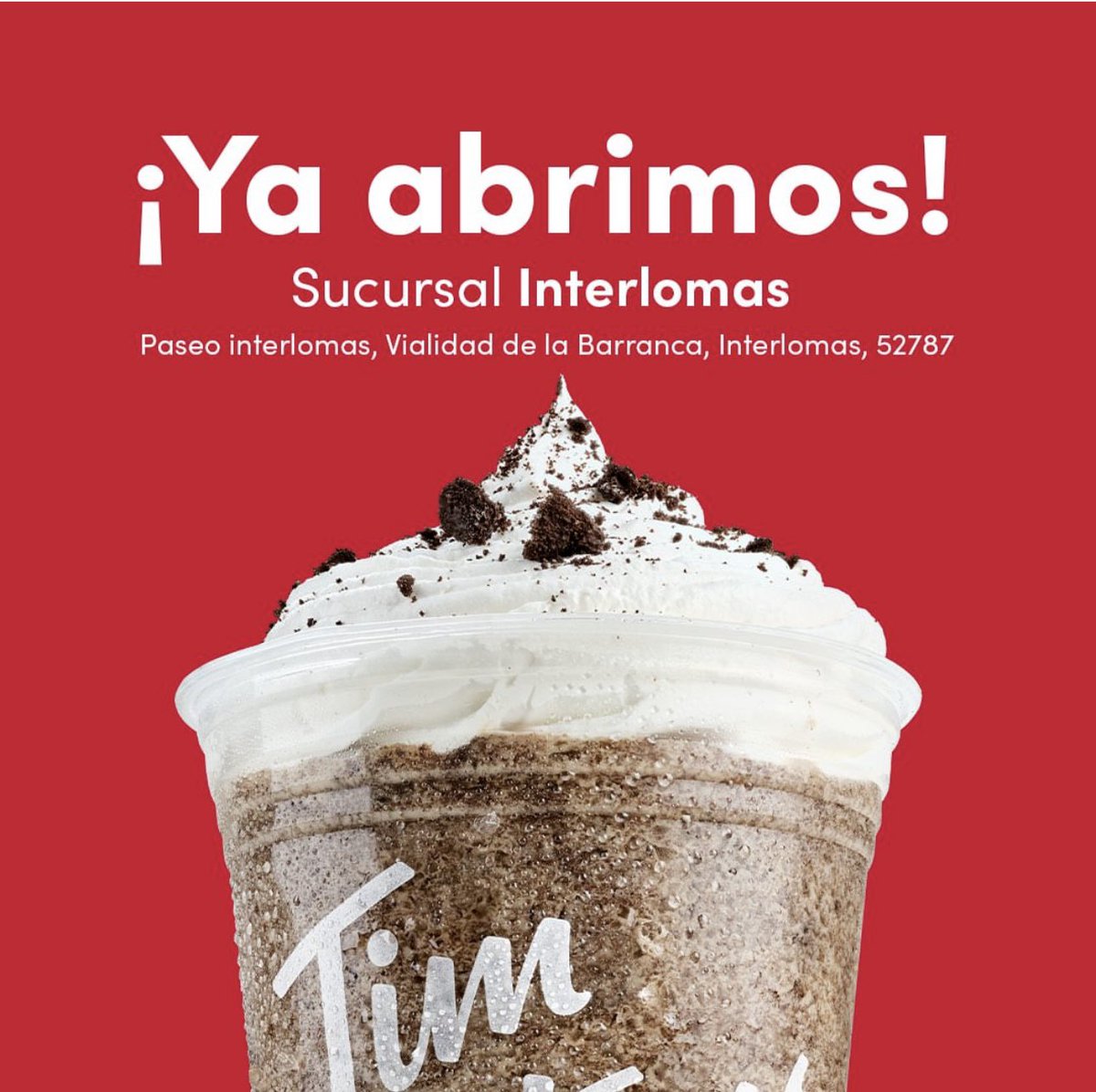 Desde Canadá para el mundo! 
<a href="/TimHortons/">Tim Hortons</a> en <a href="/paseointer/">Paseo Interlomas</a> Cdmx ! 🇲🇽