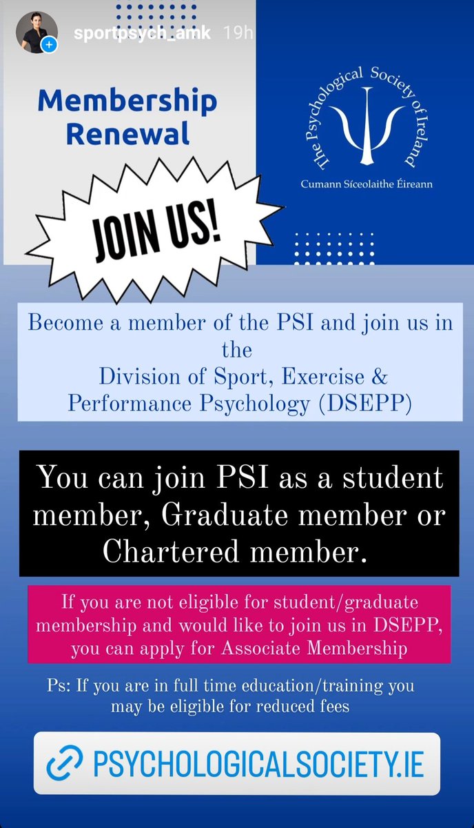 Join us in the Division of Sport Psychology this year for networking, career guidance &amp; support, mentoring, and cpd opportunities. See 👇 for membership eligibility.