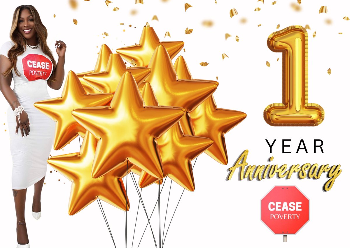 kashmirbonner's tweet photo. ✨ HAPPY 1 YEAR ANNIVERSARY Cease Poverty   🎉

Today marks a significant milestone in our journey of making a positive impact in the community. https://t.co/bQiN0SOk5V