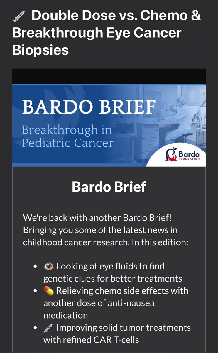 Join the forefront of childhood cancer research with the Bardo Brief. Cutting-edge insights just a click away! #MedicalAdvances  #Osteosarcoma #SubscribeNow brief.thebardofoundation.org