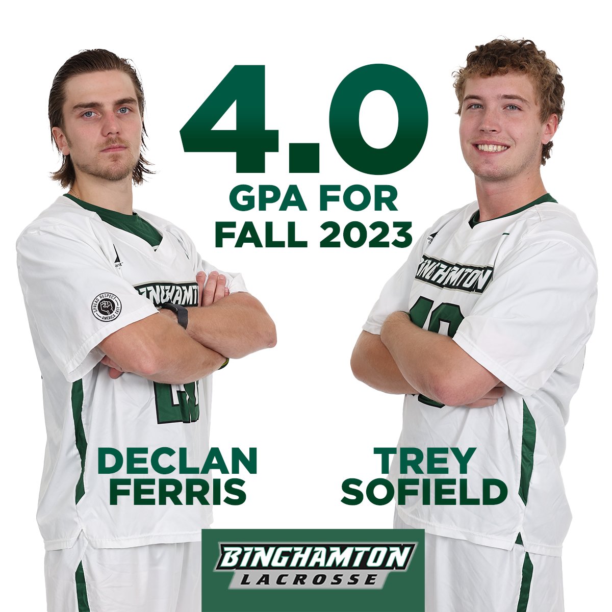 𝗔'𝘀 𝗮𝗰𝗿𝗼𝘀𝘀 𝘁𝗵𝗲 𝗯𝗼𝗮𝗿𝗱! ✏️

Congrats to Declan Ferris and Trey Sofield on each getting a 4.0 GPA last semester!

#ClawsOut | #ONEBinghamton