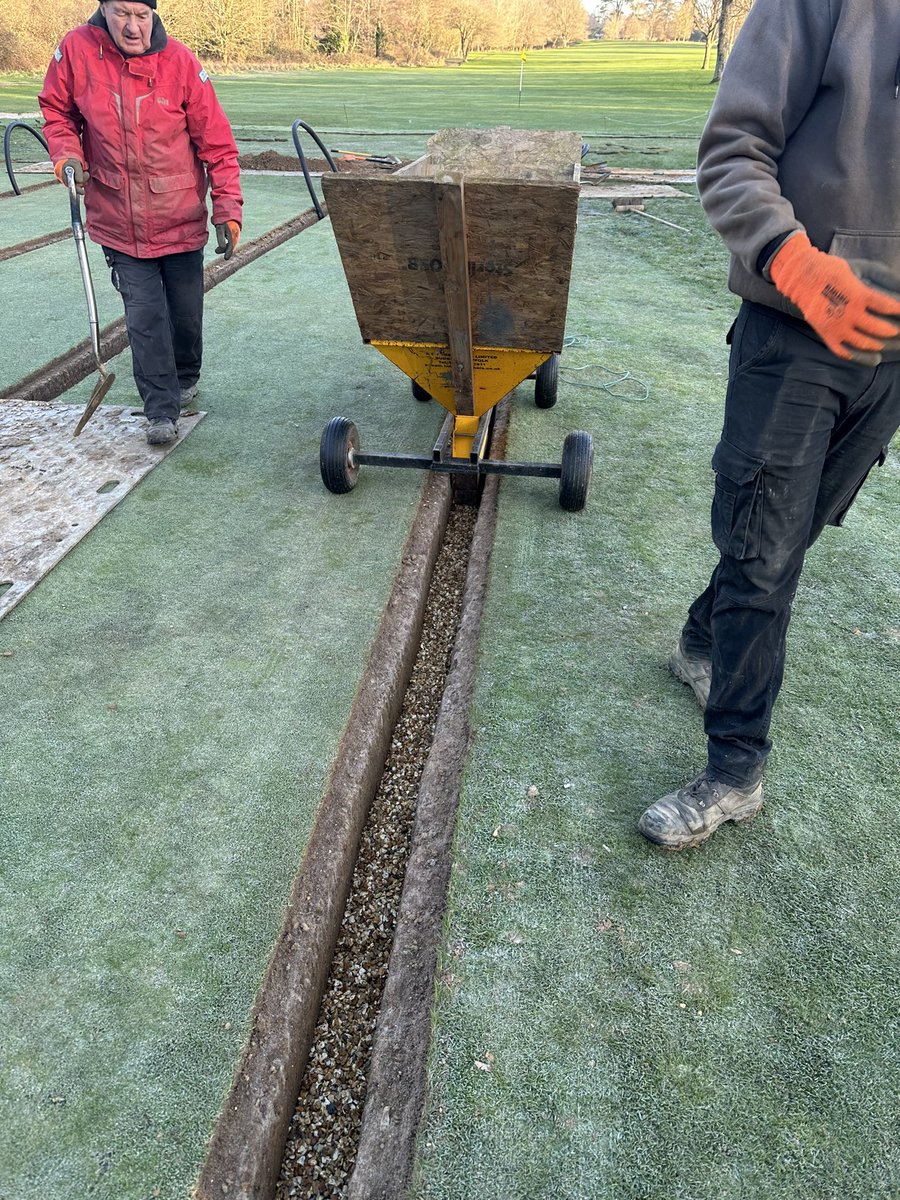 WellowGolfClub's tweet photo. Lots and lots happening on the courses since the start of the new year!! The drainage installation of B4 green has been completed with just the turf to put back (currently frozen solid so will have to wait!) and the inspection chamber to install. https://t.co/PVK0zTLRCD