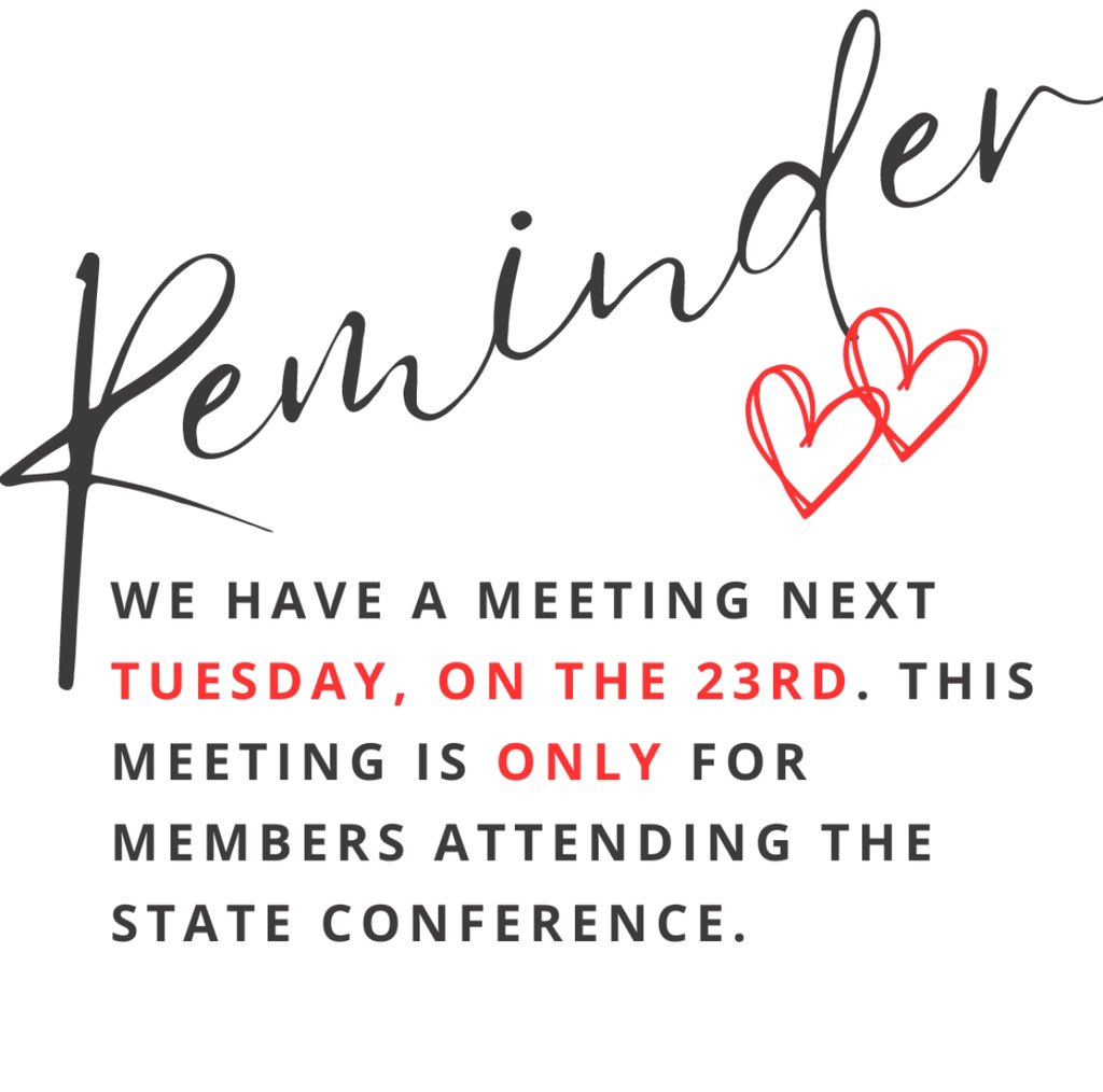 Hey guys! We have a meeting, only for members attending SLC, on TUESDAY (23rd). Another reminder: The final payment of $75 is due Jan. 31! You can pay either on the GMHS website under “Online Payments” or you can bring cash or check in Ms. Poole’s room (1709) to get a receipt!