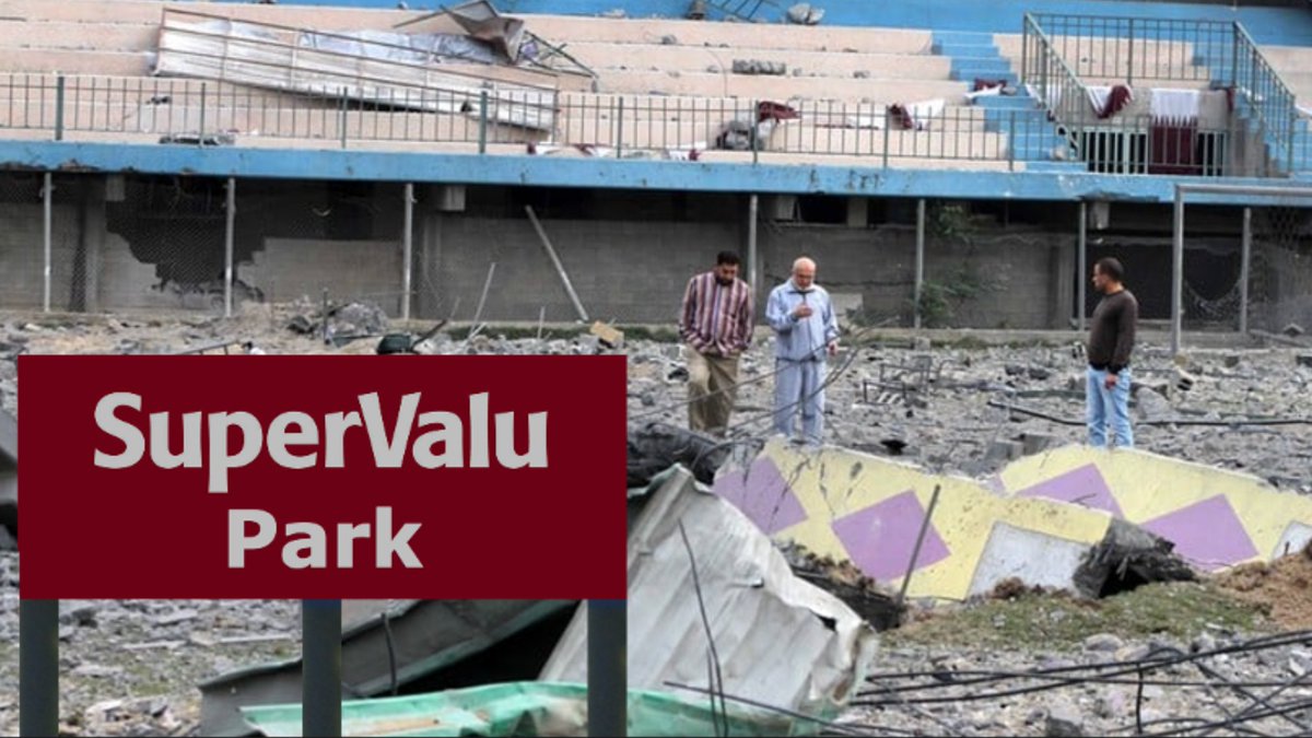 DrHaroldNews's tweet photo. Palestinians Rename Bombed Gaza Stadium 'SuperValu Park' In Hopes Micheál Martin Will Express Outrage https://t.co/acSTYHIZ19