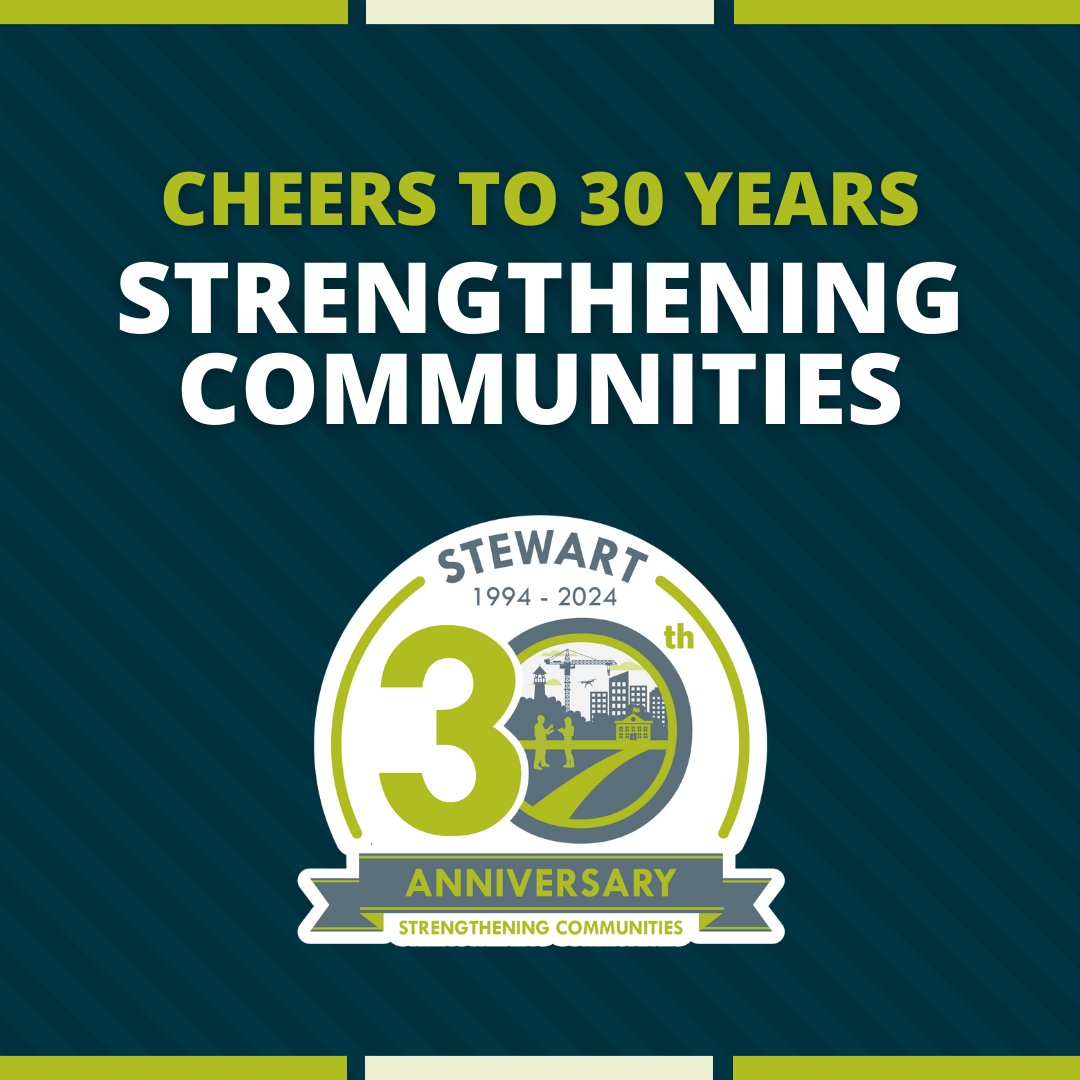 Today, Stewart celebrates 30 remarkable years filled with growth, collaboration, and community impact! Thank you to our clients, our team, and our partners for being part of our story! #Stewart #30thAnniversary #THREAD #StrengtheningCommunities