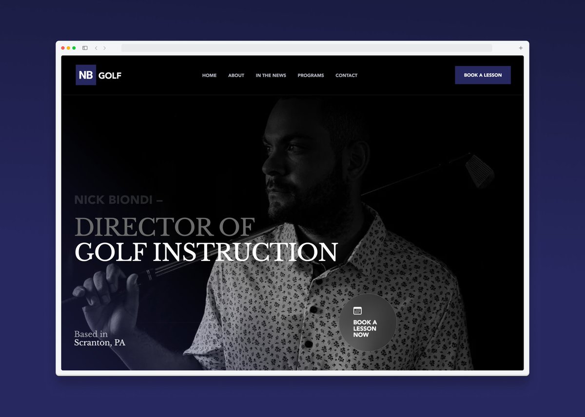 justrightplace's tweet photo. Last year, we collaborated with golf aficionado Nick Biondi to create a slick new brand and website for his golf instruction and fitting business. https://t.co/12hDZUxVIx