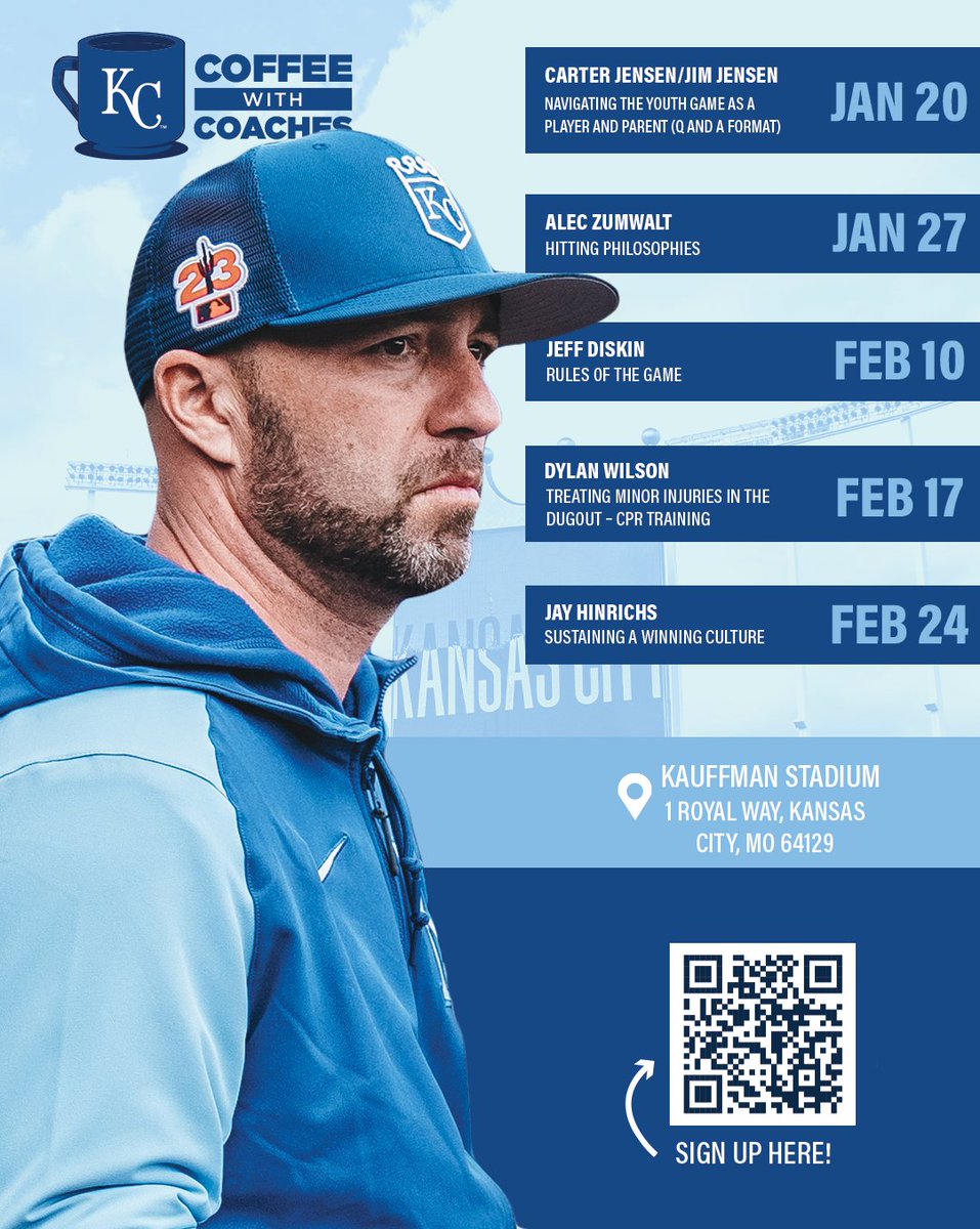 Sign up for this Saturday's Coffee with Coaches with current Royals catching prospect Carter Jensen and his father, Jim! They will be discussing the relationship between a coach and a player that are also father and son!

royals.mobilecoach.org/events