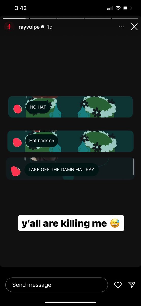 hiddenhaley's tweet image. I’d like to formally apologize to Ray Volpe for the hat harassment, however it will continue.