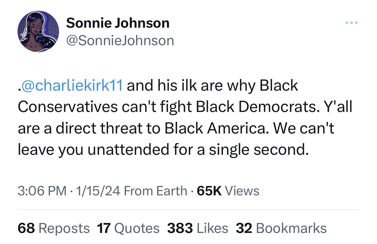 Another Black conservative calling out Charlie Kirk. Where are all the larger accounts and elected official at?