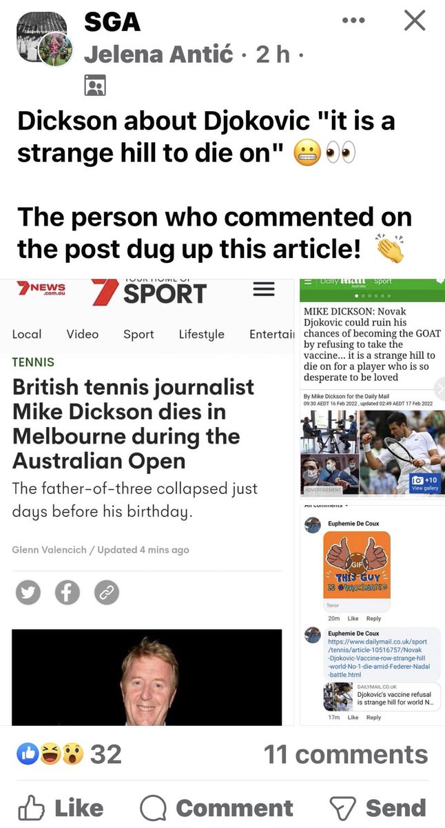 FromReport's tweet photo. @Mike_Dickson_DM Another died suddenly like Shane Warne. Fully Vaxxed and Covid Safe -strange hill to die on...? https://t.co/aVNmAwNYmu