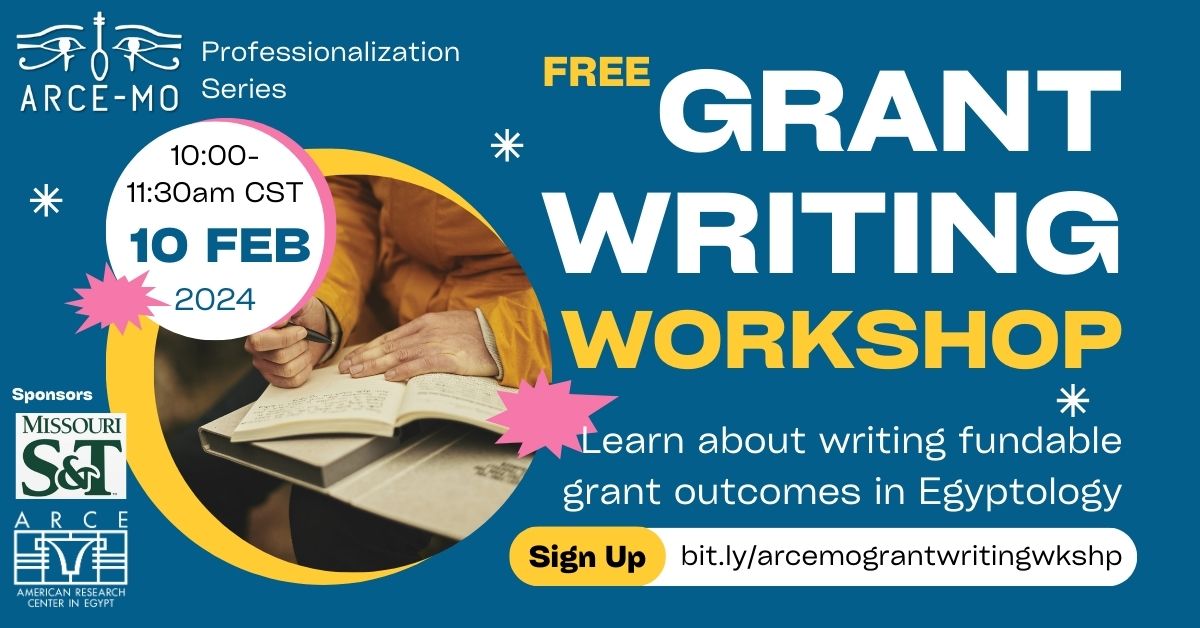 ARCE-MO presents Get$That$Money—How to write fundable grant outcomes in Egyptology! Join us on 
Feb. 10th at 10-11:30 am Central.
umsystem.zoom.us/meeting/regist…
