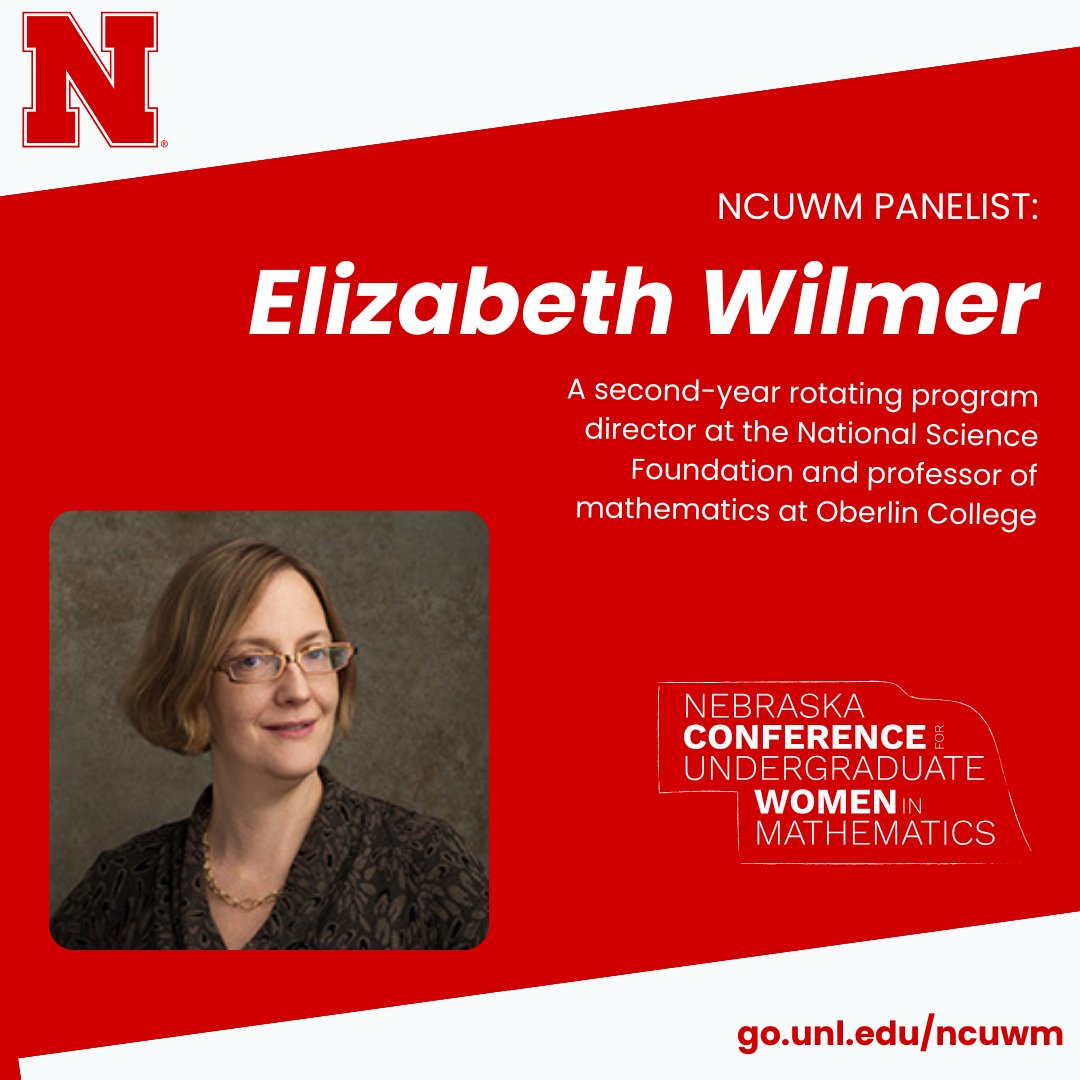 Meet #NCUWM2024 panelist Dr. Elizabeth Wilmer, a second-year rotating program director at the <a href="/NSF/">U.S. National Science Foundation</a> and professor of mathematics at <a href="/oberlincollege/">Oberlin College</a>. As an undergraduate at <a href="/Harvard/">Harvard University</a>, she was one of the co-winners of the Alice T. Schafer prize in its first year.