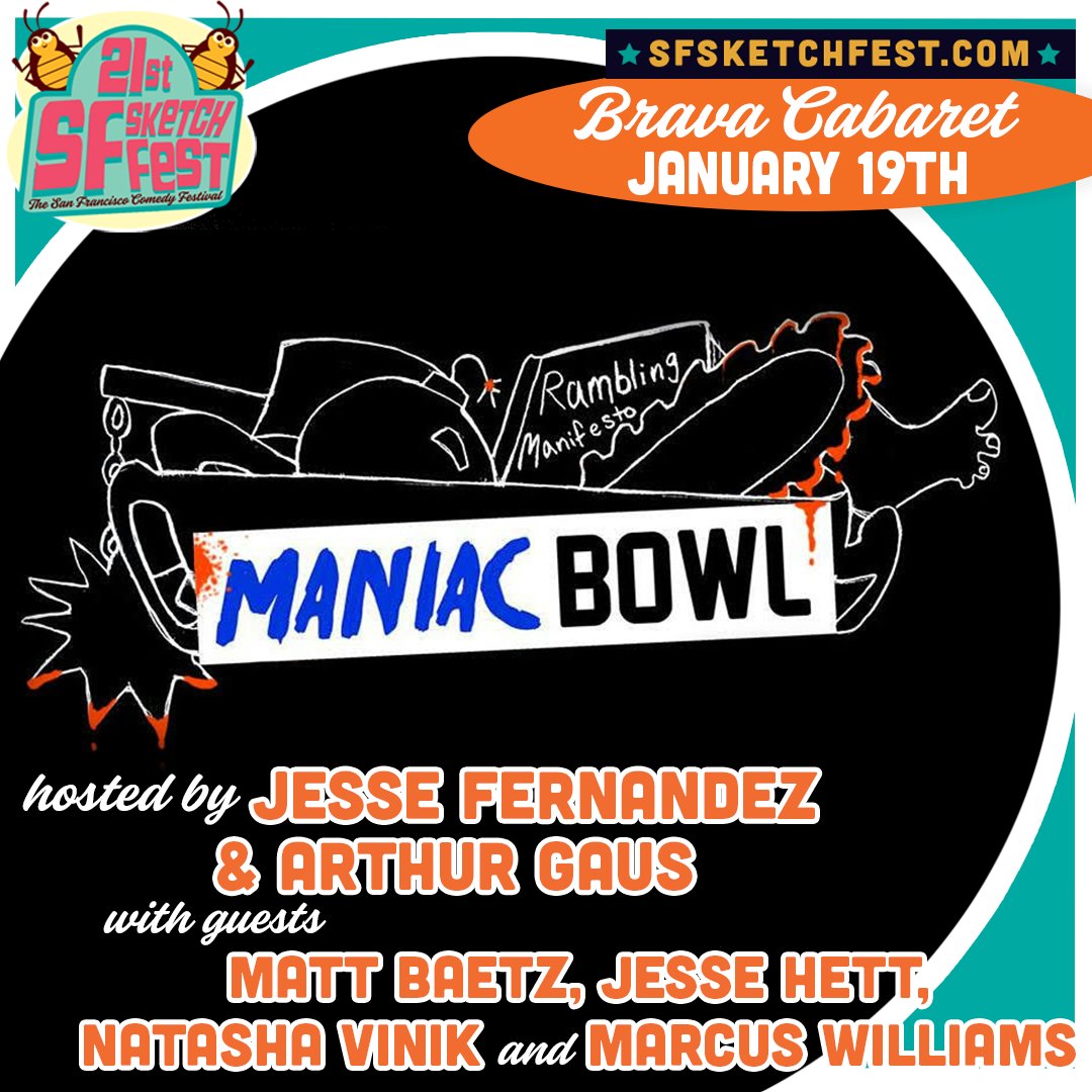 2 days away! At SF Sketchfest, help me and Arthur Gaus decide the biggest maniac of all time!

With special guests Matthew Baetz, <a href="/jessethehett/">e e bustings</a>, <a href="/NatashaVinik/">Natasha Vinik</a>, and Marcus Williams.

Brava Cabaret, Jan. 19th, 9:45pm
Get tix here: sfsketchfest2024.sched.com/event/1VUpp