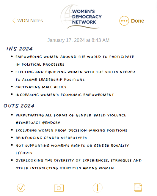 WDN is all “In” on empowering 💪 women in civic and political spaces. Join WDN to make 2⃣0⃣2⃣4⃣ the year of gender #equality