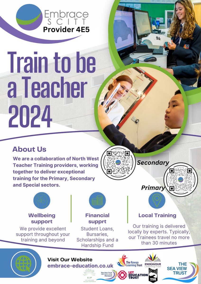 EmbraceSCITT's tweet image. ✅ Degree
✅ Drive to improve children’s lives
✅ Looking for local training in local schools
✅ Ready to work hard, collaborate and be professional
✅ Postgraduate study
👩🏫👨🏫 Apply to Train to Teach with us from September 2024 🧑🎓👨🎓