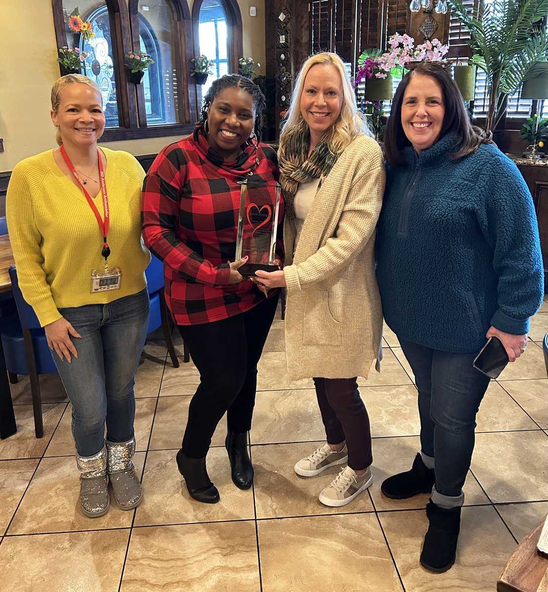 That’s right everyone…the January Heart of @MDAndersonNews is on our team!! Today we celebrated the awesomeness of @Luvelyo! O’Neak is a rockstar known throughout our community for educating about the dangers of tobacco! Thanks for nominating her, @kwindisch98! #EndCancer