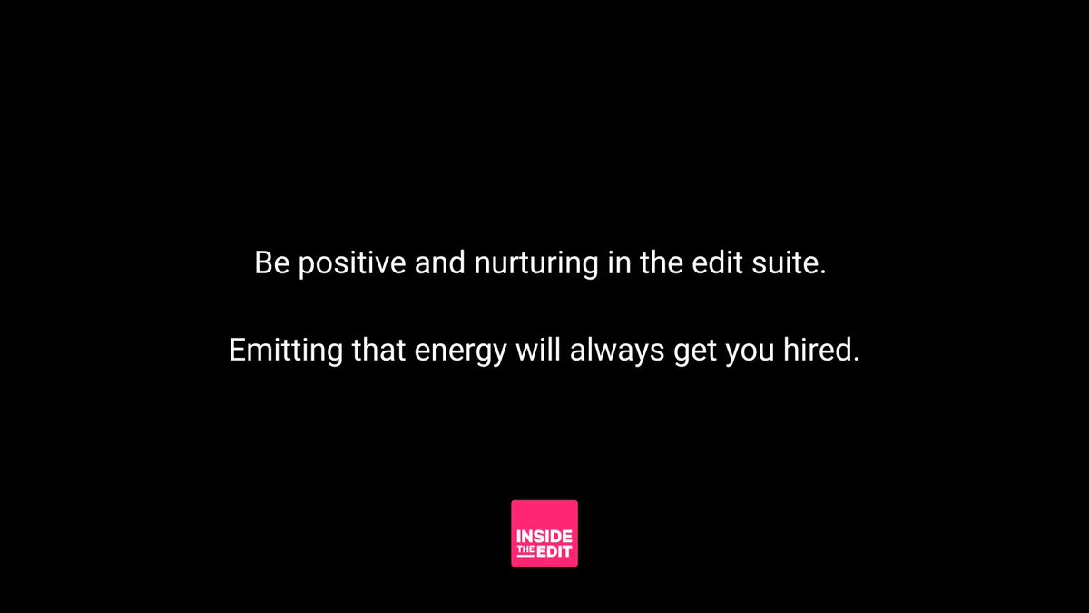 Cultivate a positive vibe in the edit suite.  Staying constructive keeps you in demand as an editor.
#wednesdaythought #Editor