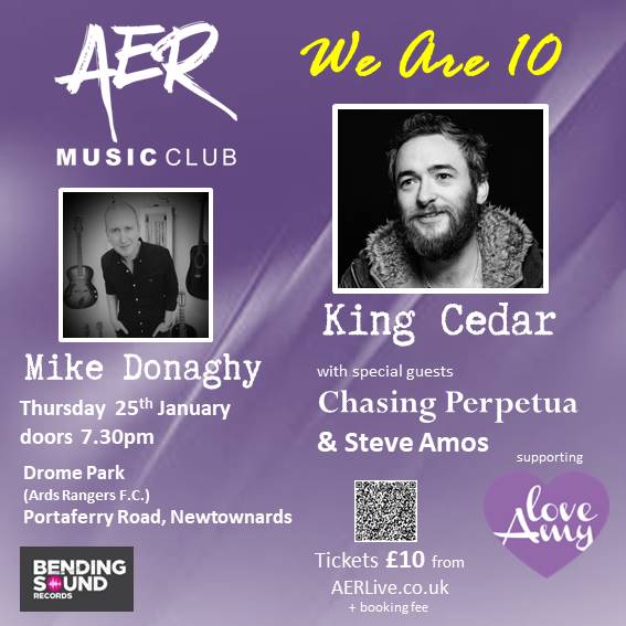 We AER 10 tickets at AERLIVE.CO.UK @kingcedarmusic @mikedontweet @chasingperpetua @steveamos Supported by @bendingsound