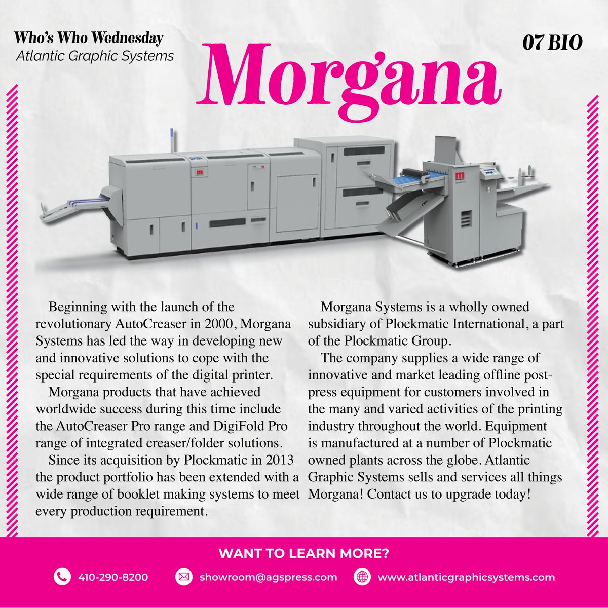 AGSPress's tweet photo. Wednesdays are for innovation! Join us in exploring the groundbreaking technologies from @MorganaSystems  #WhosWhoWednesday

Take a deep dive into the innovative technologies offered by Morgana. Learn how finishing technologies can revolutionize your printing workflow! https://t.co/J98ZzJSirj