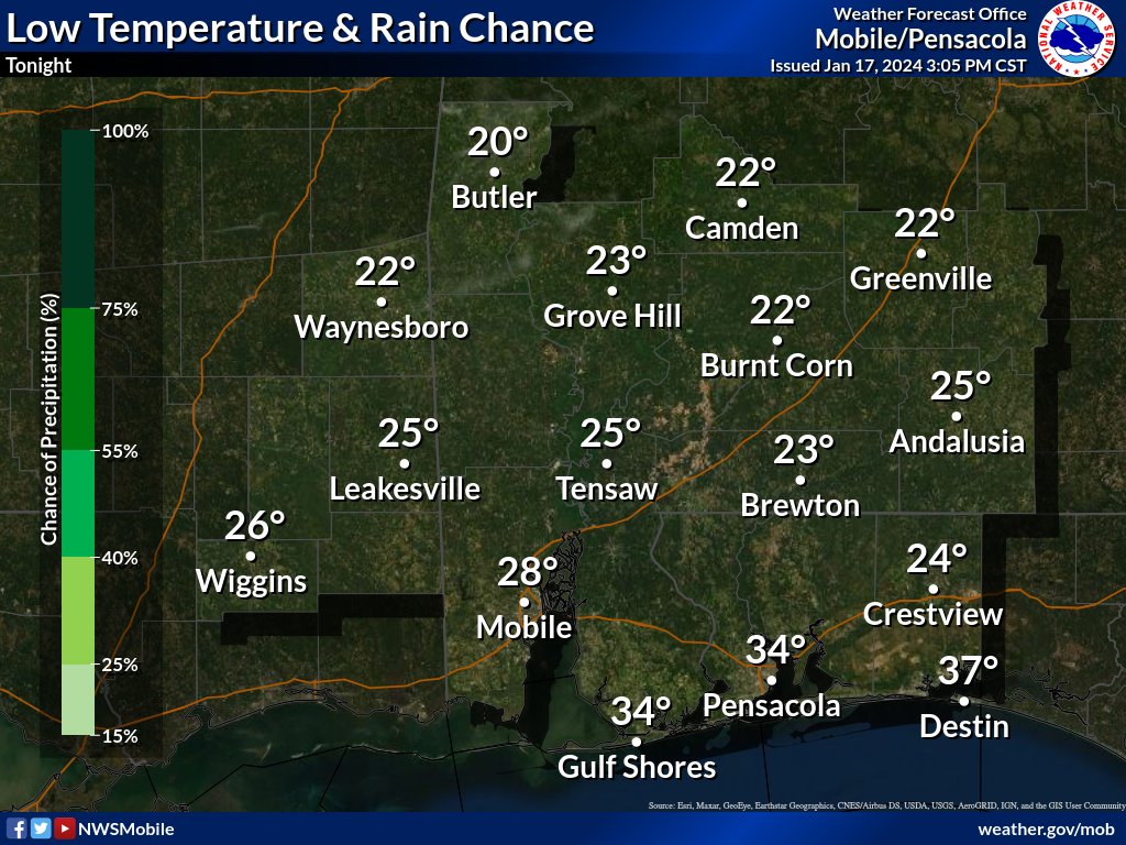 🧥Another cold night but not quite as cold as yesterday. Expect temps to drop into the 20s across the area with dry conditions once again.