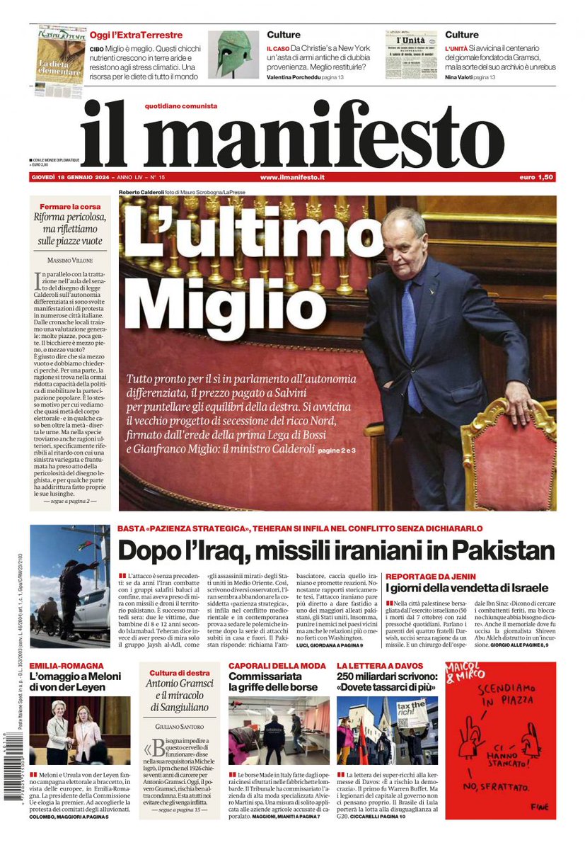 Tutto pronto per il sì in parlamento all’autonomia, il prezzo pagato a Salvini per puntellare gli equilibri della destra. Si avvicina il vecchio progetto di secessione del ricco Nord, firmato dall’erede della prima Lega di Bossi e Gianfranco Miglio: il ministro Calderoli