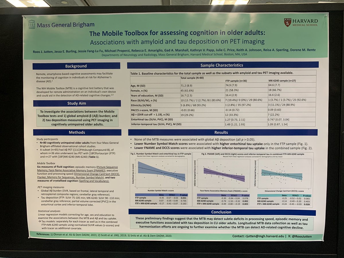 Roos Jutten (@roosjutten) on Twitter photo Excited to attend <a href="/HAIconference/">HumanAmyloidImaging</a> (for the first time!) and to present our first results on remote, unsupervised cognitive testing vs. amyloid and tau PET in cognitively normal older adults. Would love to get feedback on our PET data - come visit me at board #129! <a href="/HarvardAging/">Harvard Aging Brain Study</a> Excited to attend <a href="/HAIconference/">HumanAmyloidImaging</a> (for the first time!) and to present our first results on remote, unsupervised cognitive testing vs. amyloid and tau PET in cognitively normal older adults. Would love to get feedback on our PET data - come visit me at board #129! <a href="/HarvardAging/">Harvard Aging Brain Study</a>