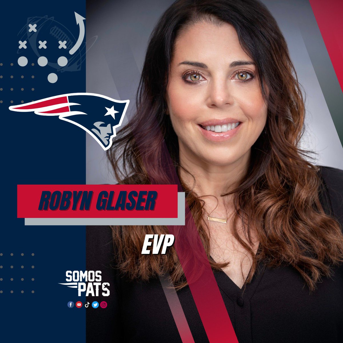 Robyn Glaser, la nueva vicepresidente ejecutiva de negocios y asesora de Jerod Mayo. Sin duda Jerod está estructurando las cosas.