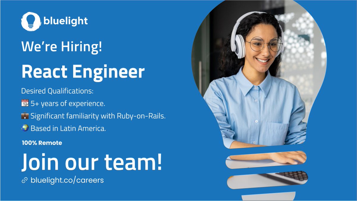 bluelightco's tweet image. Another fully remote opportunity for #ReactDevelopers! We're on the lookout for Senior Software Engineers to create visually appealing, performant, and scalable web applications using ReactJS and Ruby-on-Rails. Is that you? Submit your CV today!