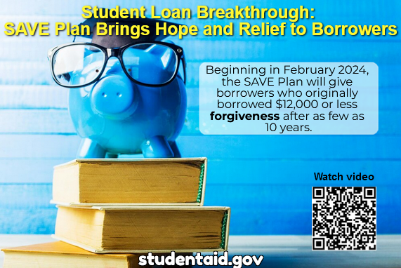 Student Loan Breakthrough: SAVE Plan Brings Hope and Relief to Borrowers

Video : youtu.be/eSlDyy0Kef0?fe…

More info: studentaid.gov

#studentloans #debtrelief #education #college #collegeloans #federaltuitionassistance #federalassistanceprograms
