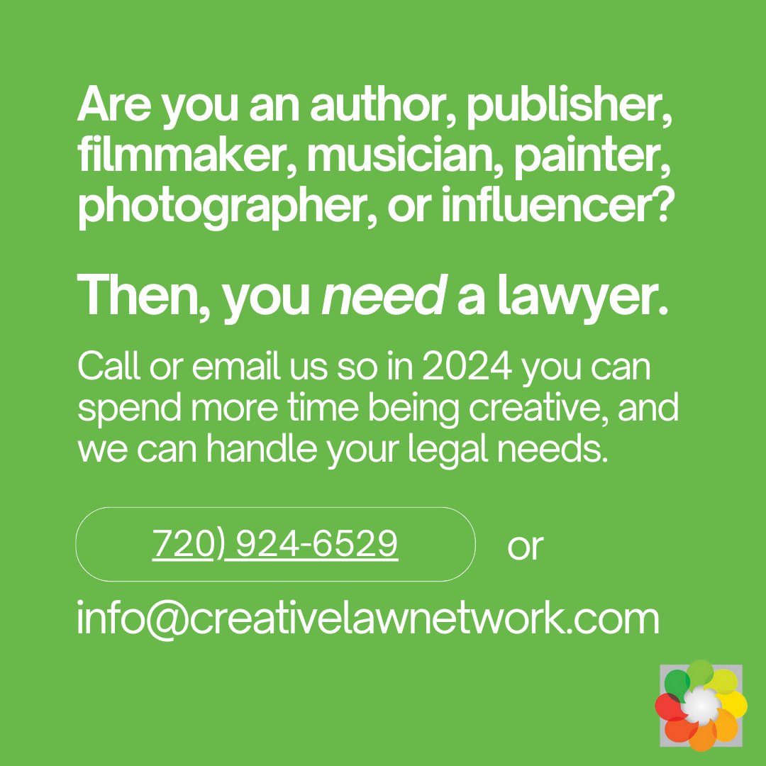 CreativeLawNet's tweet image. If want to grow your business in 2024, you're probably going to come across a contract. Don't get caught up in legal jargon, that's why we're here for you!

Call or email us today!

#lawyer #legaltips #creativelaw #creativelawyer #denverlawyer