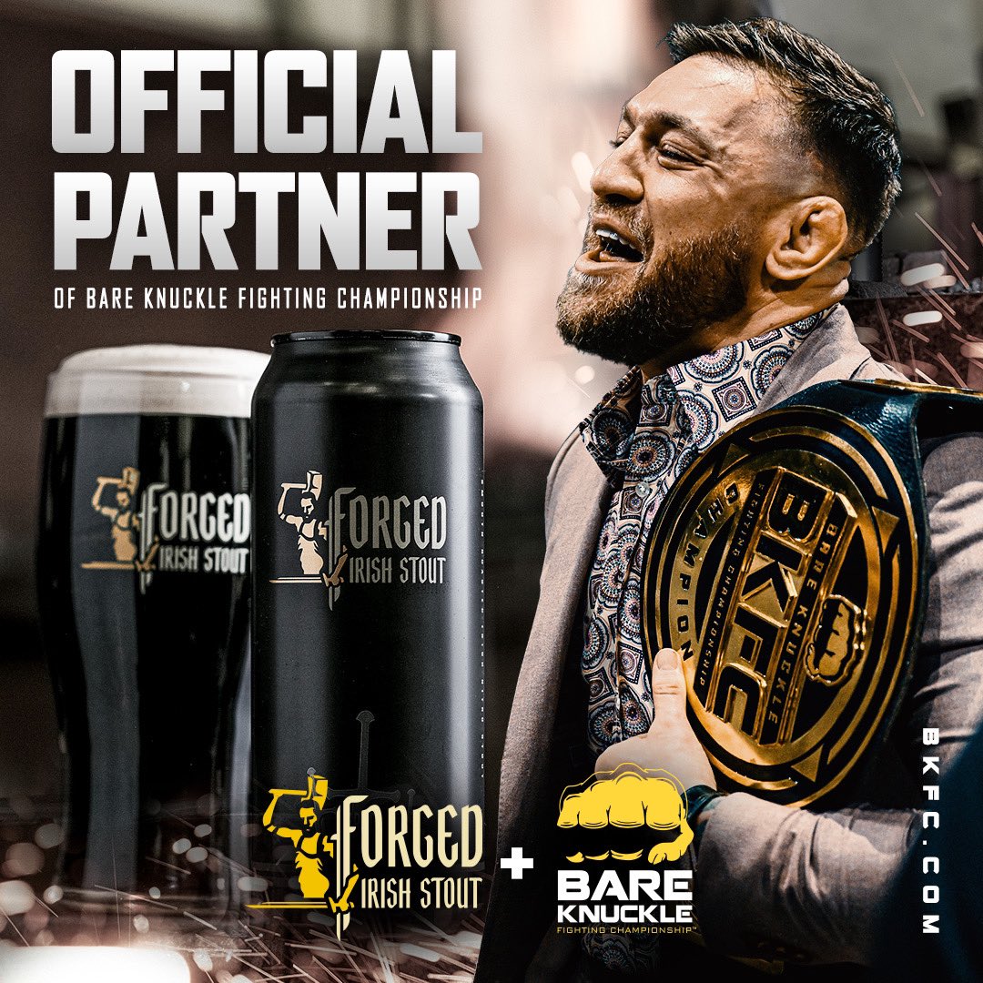 BKFC is proud to announce our new partnership with @TheNotoriousMMA @ForgedStout beer! ☘️🍺