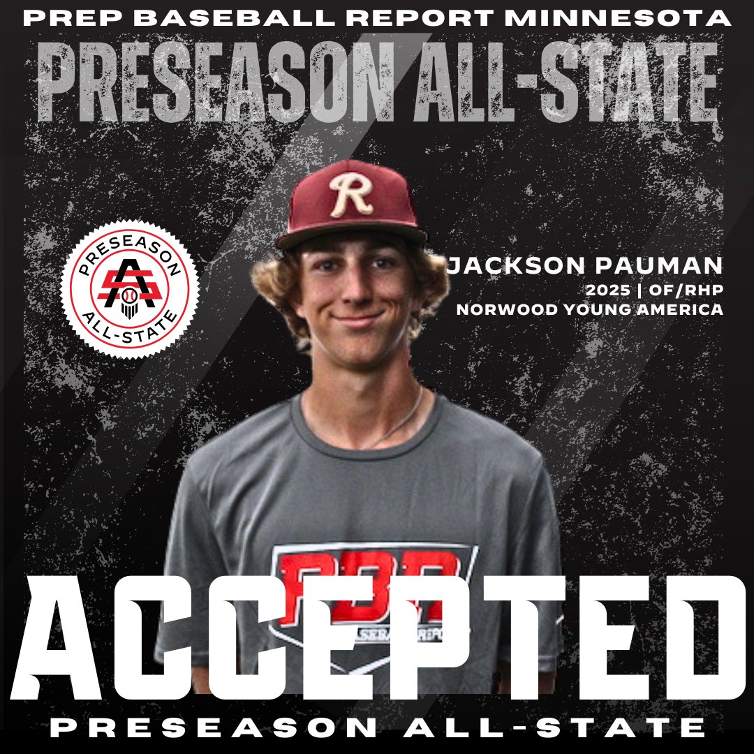 𝟐𝟎𝟐𝟒 𝐌𝐍 𝐏𝐫𝐞𝐬𝐞𝐚𝐬𝐨𝐧 𝐀𝐥𝐥-𝐒𝐭𝐚𝐭𝐞

Jackson Paumen  ➡️ 𝘐𝘯𝘷𝘪𝘵𝘦 𝘈𝘤𝘤𝘦𝘱𝘵𝘦𝘥

✖️: <a href="/Paumen25/">Jackson Paumen</a>
⚾: OF/RHP
🎓: 2025
📚: Norwood Young American
👥: <a href="/MASH__BASEBALL/">MASH ⚾️</a>

#MNPreseasonAS24

👤: loom.ly/XhXS5Kw