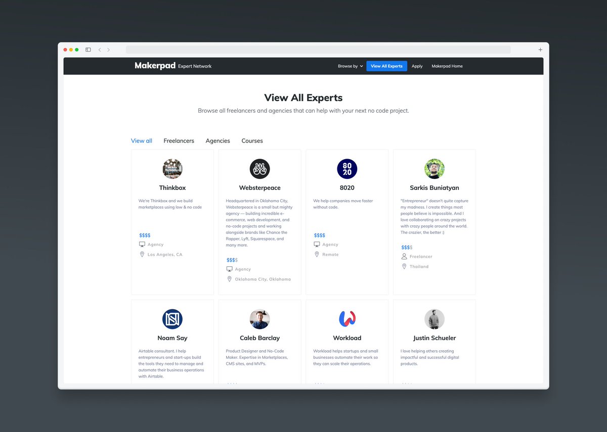 justrightplace's tweet photo. Throwback to another great project from a few years ago. We helped Makerpad design and build their Expert Network MVP in Webflow before they were acquired by Zapier. https://t.co/BZwzttTGTJ