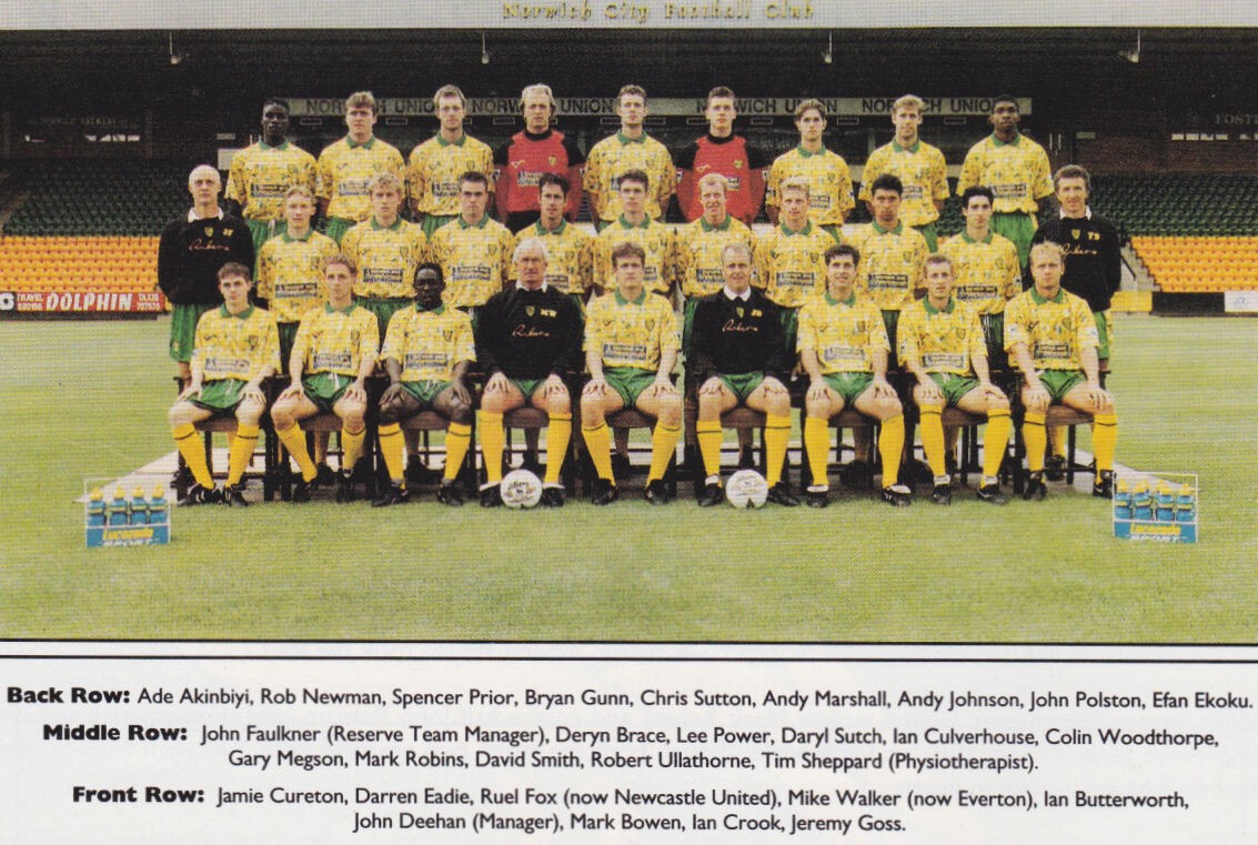 PremiershipYrs's tweet photo. Norwich City, 1993-94.

One of the club's best ever squads in one of the club's best ever kits. #NCFC https://t.co/FyLTafJRes