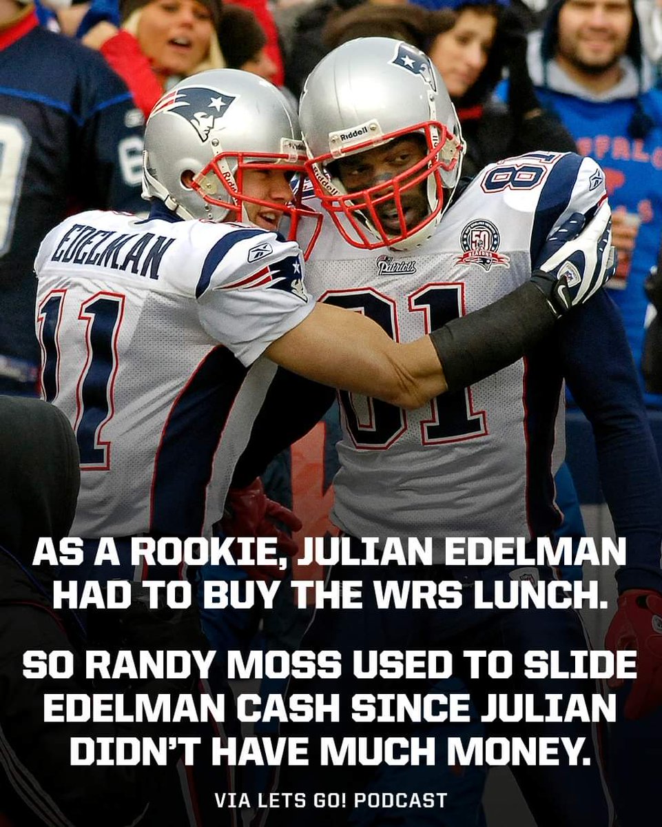 kendell_m's tweet photo. Randy Moss used to secretly give Julian Edelman money to pay for the WR lunches ❤️ https://t.co/aP4F6wvtTz